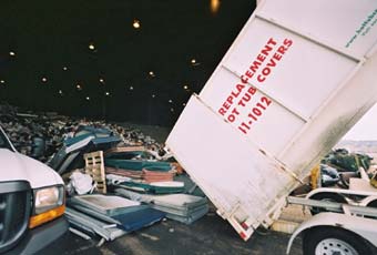 Hot Tub Cover Truck Dumping